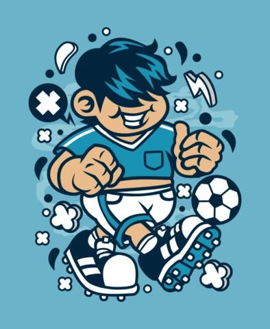 Soccer Kid Cartoon Character Poster Design Template