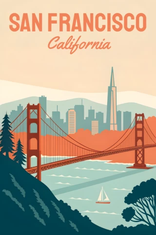 Modèle de design rétro de San Francisco pour affiches