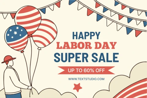Labor Day Sale Design Template with Vintage Americana Style