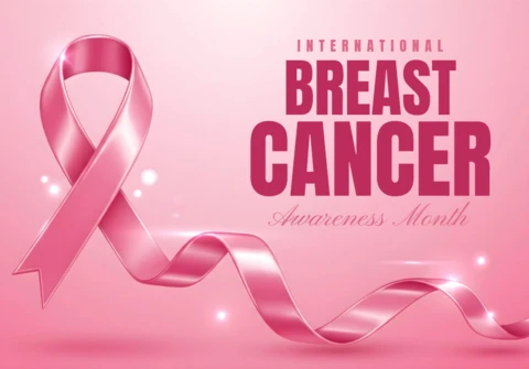 International Breast Cancer Pink Ribbon & Sparkling Awareness Banner Design Template