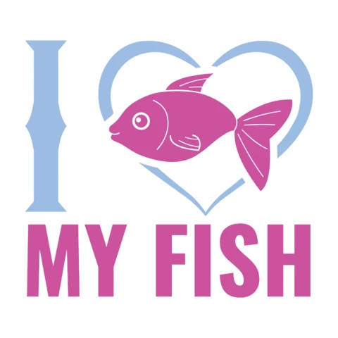 Ich liebe meine Fisch-Designvorlage - lustiger und verspielter Grafikstil