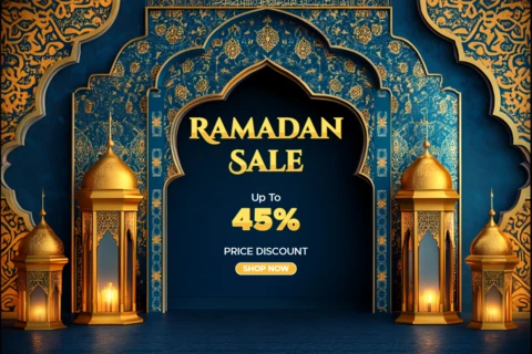 Elegant Ramadan Sale Design Template with Golden Accents