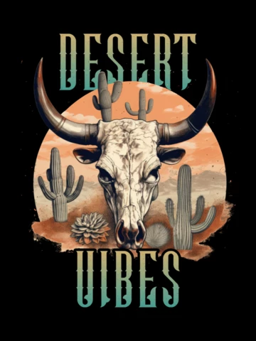 Camiseta con diseño de calavera de vaca en el desierto