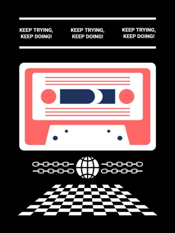 Retro Cassette Tape Design Template for Motivational Posters