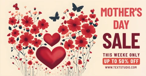 Floral Heart Design Template for Mother's Day Sale - Editable and Stylish