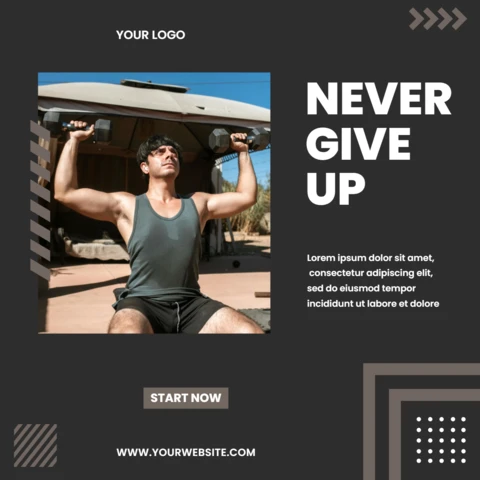 Never Give Up Gym Lifestyle Promotional Instagram Story Design Template