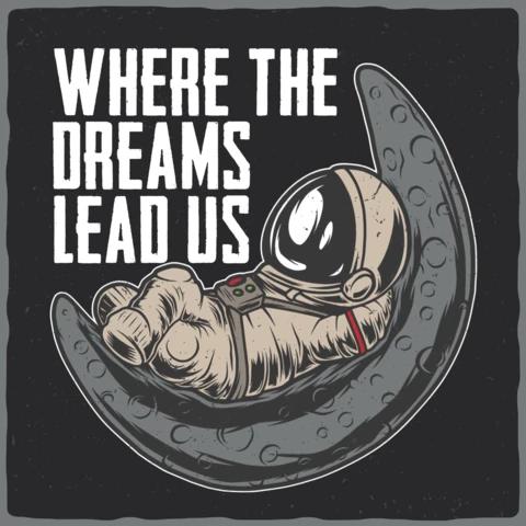 Lustiger astronaut auf dem mond liegend t-shirt design vorlage