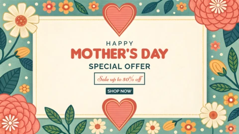 Vintage Floral Mother's Day Sale Template – Editable Design for Special Offers