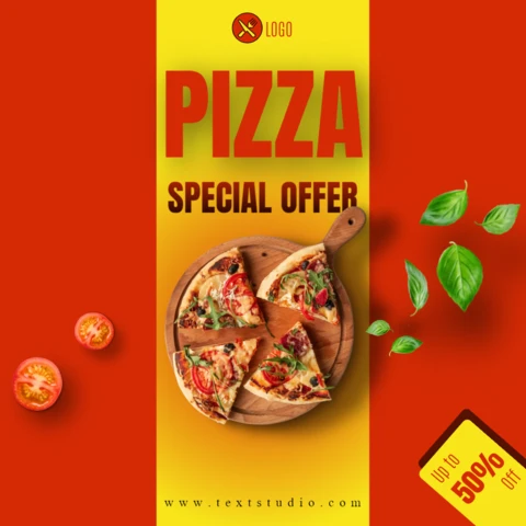 Giallo e rosso pizza offerta speciale instagram post design