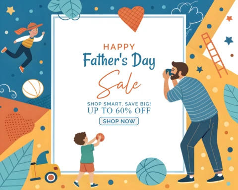 Happy Father's Day Sale Design Template – Playful and Colorful Family Theme