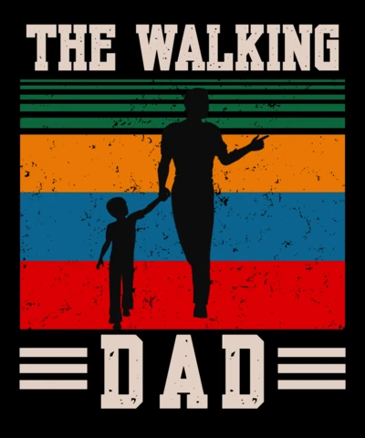 Retro-Inspired Walking Dad Design Template for Custom Apparel