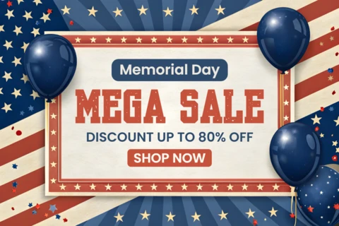 Patriotic Memorial Day Sale Template Design - Editable Discount Banner with Stars and Stripes