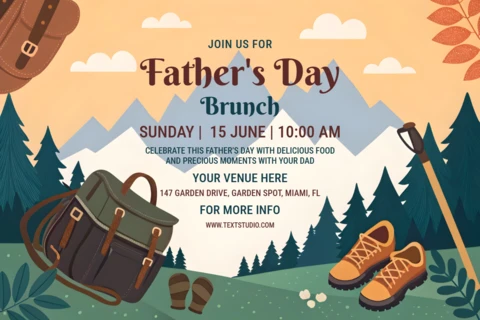 Father's Day Brunch Template with Outdoor Adventure Cartoonish Design