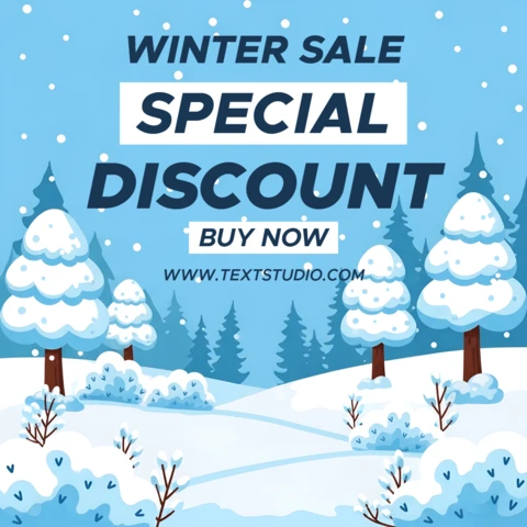 Winter Sale Discount Template with Snowy Trees Design for Promotional Flyers