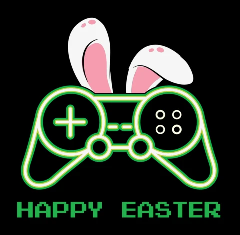 Happy easter game controller bunny t-shirt design template