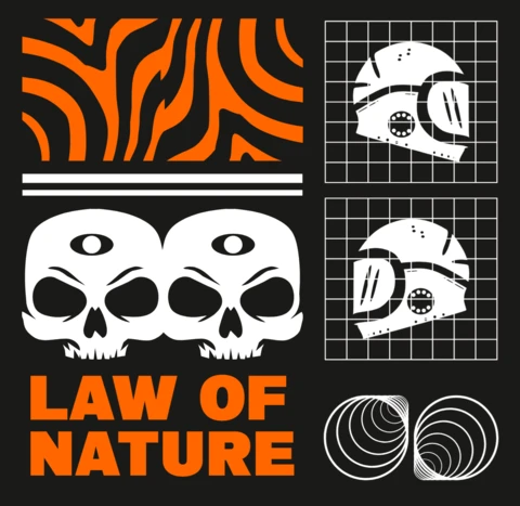 Plantilla de diseño de calavera para ropa urbana con elementos gráficos audaces.
