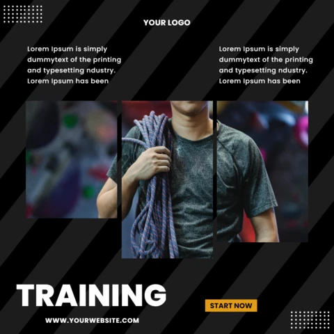 3 stripes triptych promotional instagram post design template
