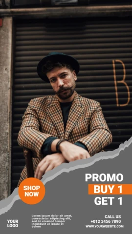 Plantilla de diseño de publicación de historia de Instagram con oferta de compras de ropa masculina