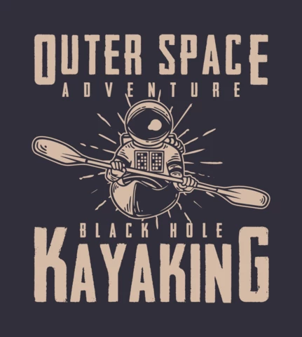 Modèle de conception de t-shirt vintage astronaute kayak