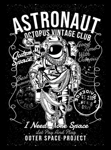 Astronaut Octopus T-shirt Design Template