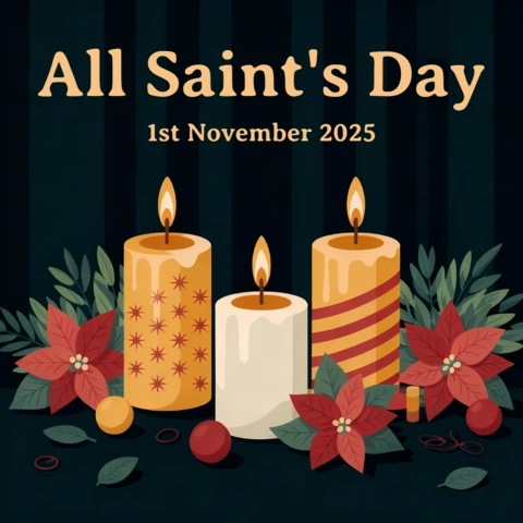 All Saints Day Candle Design Template for Holiday Greeting Cards