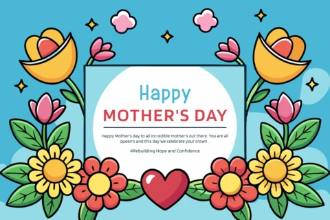 Childish Floral Mother's Day Card Design Template