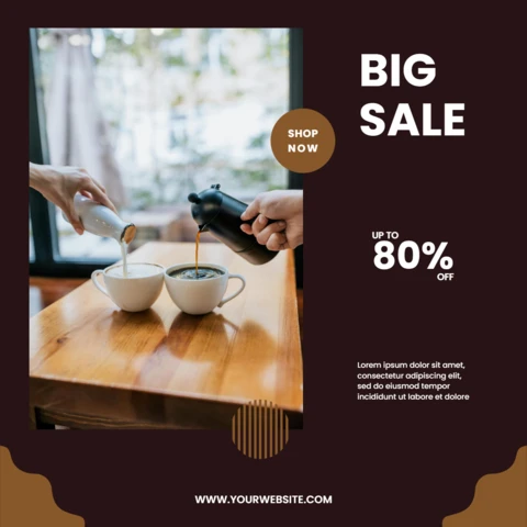 Big Sale Coffee Shop Social Media Post Design Template