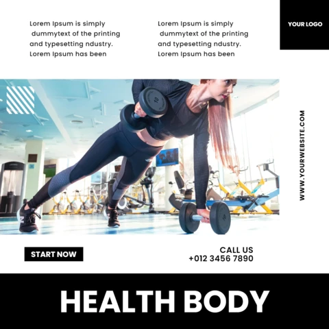 Healthy Body Gym Minimal Marketing Instagram Post Design Template
