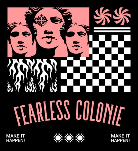 Fearless Colony Graphic Design Template for Apparel with Retro Elements