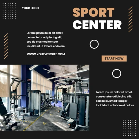Modelo de design de post de instagram minimalista de centro esportivo