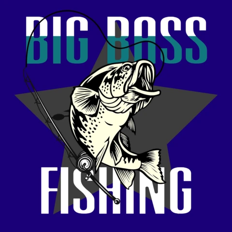 Big Bass Fishing T-Shirt Design Template