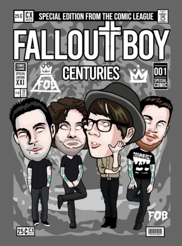 Fall Out Boy Band Cartoon Caricature Magazine Cover Design Template