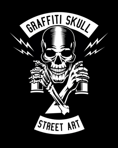 Graffiti Skull T-shirt Design Template