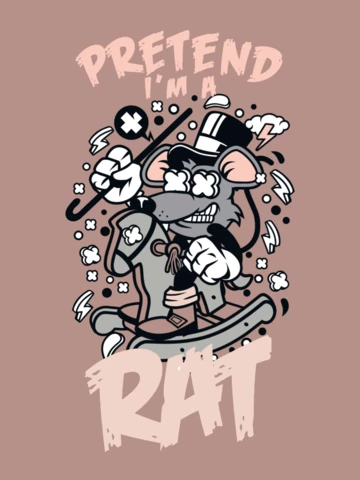 Pretend I Am A Rat With Character T-Shirt Design Template