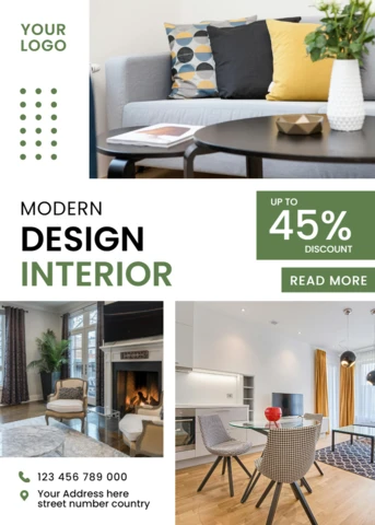 Plantilla de diseño de interiores moderno para la promoción de decoración del hogar