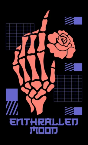 Skeleton Hand and Rose Graphic Design Template for Apparel