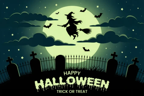 Spooky Halloween Witch Design Template for Posters and Flyers