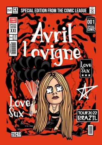 Avril lavigne cartoon character poster design template