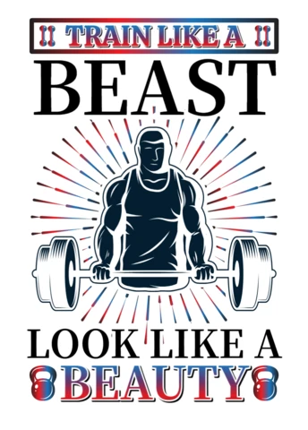 Bold Typography Fitness Poster Template: Train Like a Beast, Look Like a Beauty