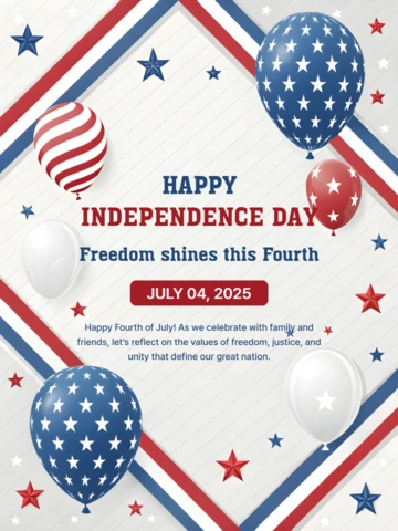 USA Independence Day Celebration Template with Balloons and Asymmetrical Design