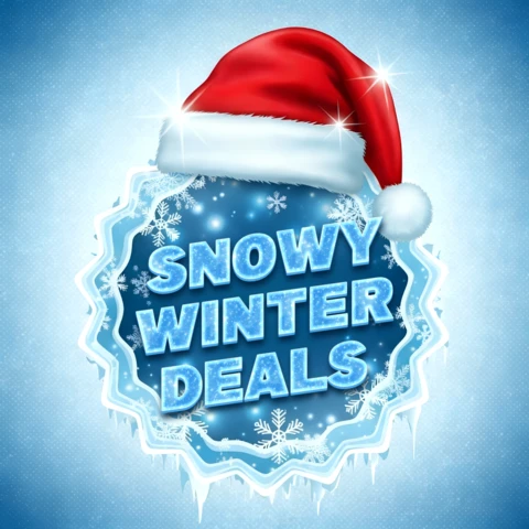 Winter Deals Template with Snowy Design and Santa Hat for Promotional Flyers