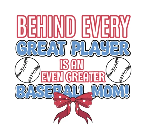 Behind Every Great Player The Heart & Strength of a Baseball Mom T-Shirt Design Template