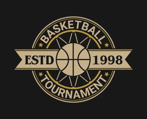 Retro Basketball Tournament Icon Design for Apparel Template