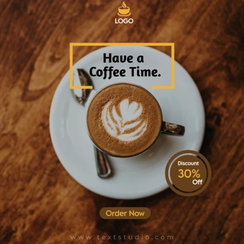 Yellow And White Minimalist Elegant Coffee Time Instagram Post Design
