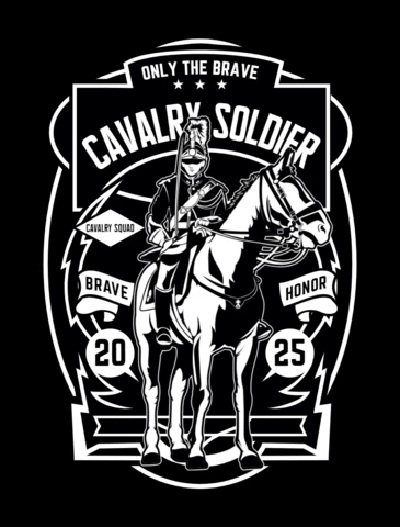 Cavalry Soldier Art Deco T-shirt Design Template