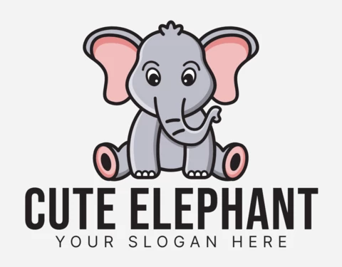Szablon projektu logo ładny słoń
