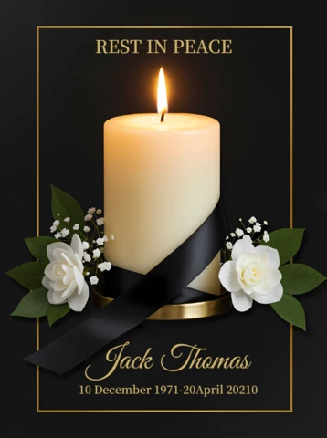 Plantilla de diseño de vela conmemorativa elegante para tarjetas de homenaje