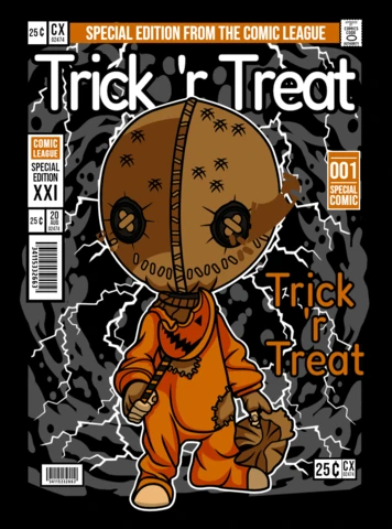 Trick Or Treat Sam Cartoon Character Magazine Cover Design Template