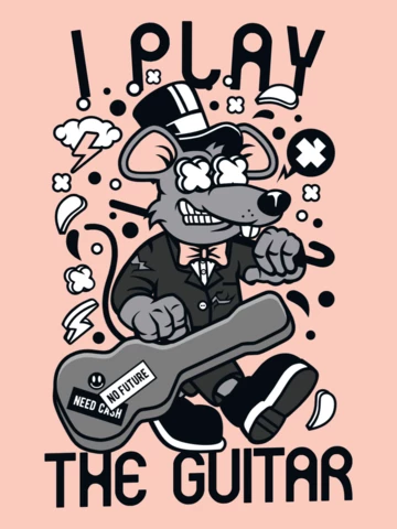 I Play The Guitar Rat T-Shirt Design Template