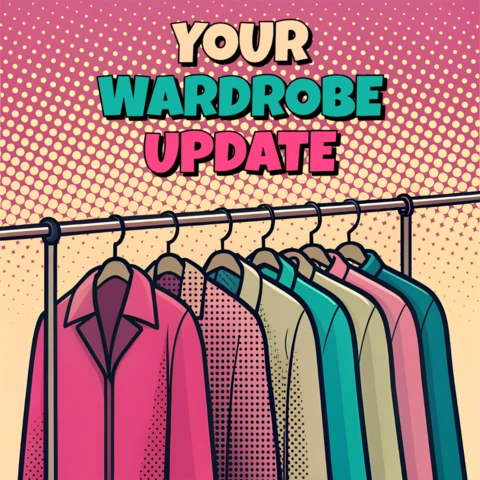 Popart garderobe update ontwerpsjabloon voor modepromotie